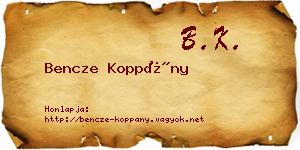 Bencze Koppány névjegykártya
